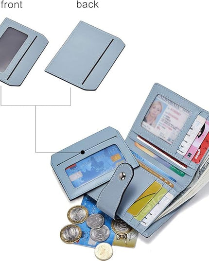 BOSTANTEN Women Leather Wallet RFID Blocking Small Bifold Zipper Pocket Wallet Card Case Purse with ID Window