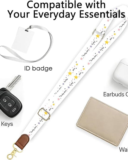 Phone Lanyard Crossbody with Wrist Strap, Lucky Star Adjustable Neck & Wrist Strap for Keys, ID Badges, Phone Case Accessories