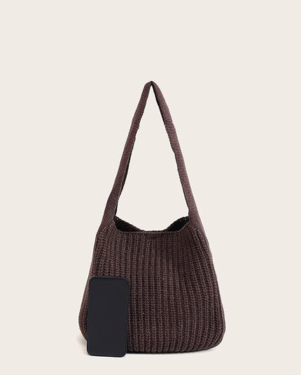 ENBEI Women's Crochet Tote Bag Knit Shoulder bag,Aesthetic Bag,Cute Eco-Friendly Tote for Travel,Daily Use,Gift Box Packaging