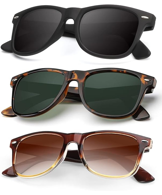 KALIYADI Polarized Sunglasses for Men and Women Matte Finish Sun glasses Color Mirror Lens UV Blocking (3 Pack)