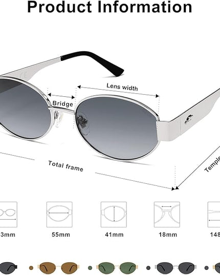 SOJOS Retro Oval Sunglasses for Women Trendy Classic Shades UV400 Protection SJ1256
