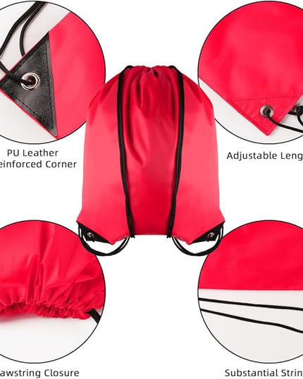 GoodtoU Drawstring Backpack, Nylon Cinch Sack Gym Bag for Sport, Traveling, Team (40Pcs, Cherry)