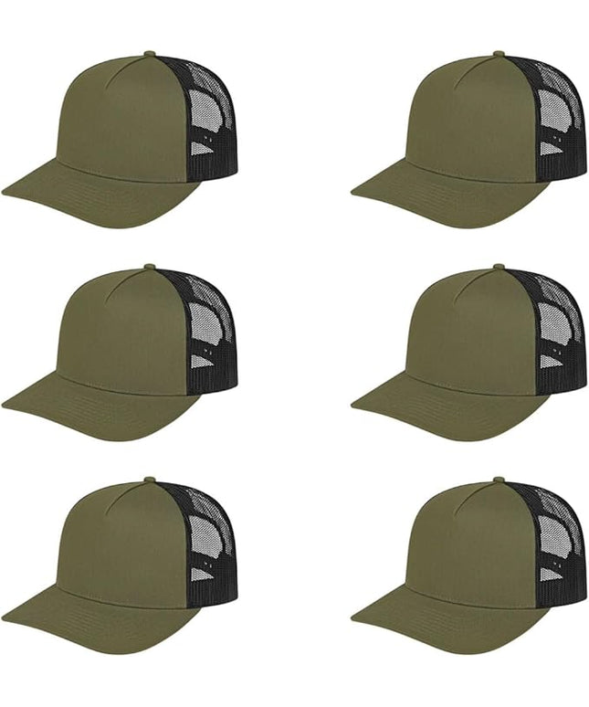 Cap America i3039 Classic 5 Panel Mid Profile Structured Trucker Mesh Back Cap w/ & Adjustable Snapback