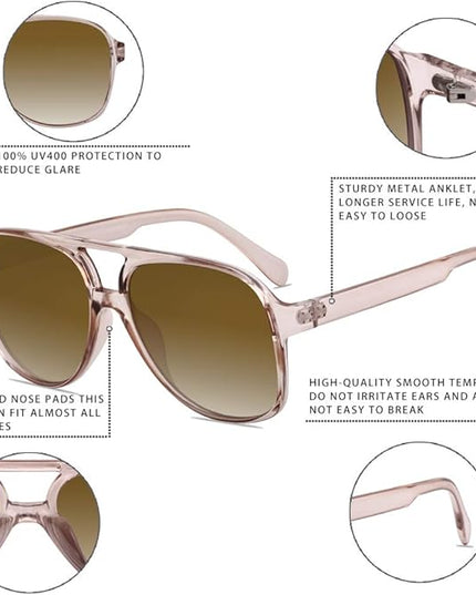 YDAOWKN Retro Aviator Sunglasses for Women Mens Large Frame Classic Vintage 70s Sun Glasses Aviators