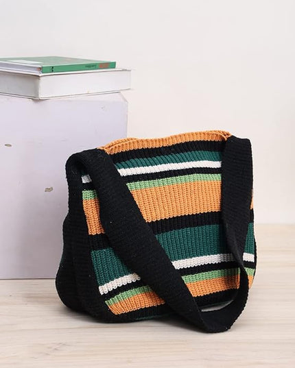 ENBEI Women's Crochet Tote Bag Knit Shoulder bag,Aesthetic Bag,Cute Eco-Friendly Tote for Travel,Daily Use,Gift Box Packaging