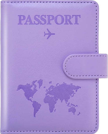 Passport Holder for Travel,Passport Holder with Card Slots Holder,Passport Case,Passport cover for Women and Men,Passport Wallet Travel Essentials and Accessories (Buckle, PURPLE)