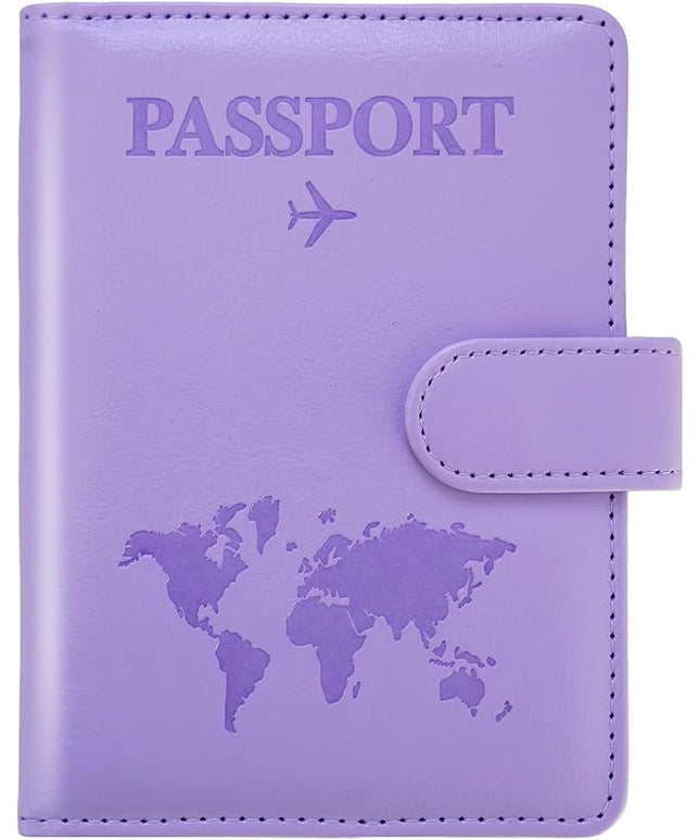 Passport Holder for Travel,Passport Holder with Card Slots Holder,Passport Case,Passport cover for Women and Men,Passport Wallet Travel Essentials and Accessories (Buckle, PURPLE)