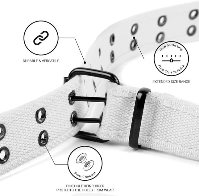 Boxed Gifts Parquet Casual Canvas Belt - Double Hole, Double Grommets for Men & Women