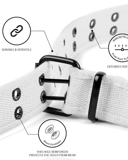 Boxed Gifts Parquet Casual Canvas Belt - Double Hole, Double Grommets for Men & Women