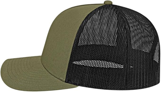 Cap America i3039 Classic 5 Panel Mid Profile Structured Trucker Mesh Back Cap w/ & Adjustable Snapback