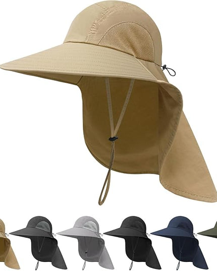 NPJY Sun Fishing Hats with Neck Flap for Men Women UV Sun Protection Bucket Hat