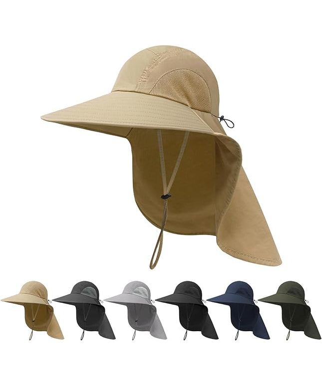 NPJY Sun Fishing Hats with Neck Flap for Men Women UV Sun Protection Bucket Hat