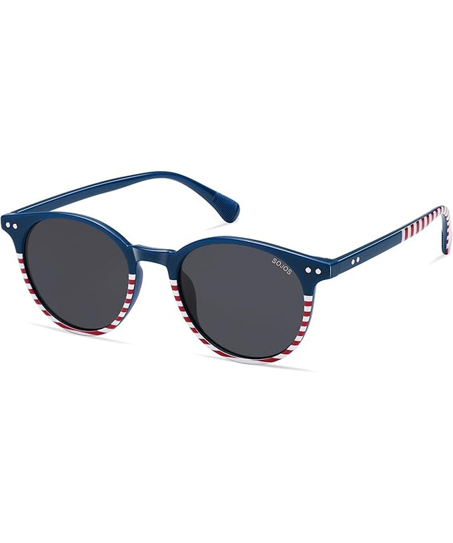SOJOS Small Round Classic Polarized Sunglasses for Women Men Vintage Style UV400 Lens MAY SJ2113