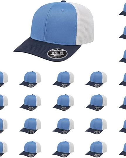 Cap America i8502 Flexfit 110 Premium Mid Profile 6-Panel Mesh Back Trucker Cap Hat w/UV Guard & Adjustable Snapback