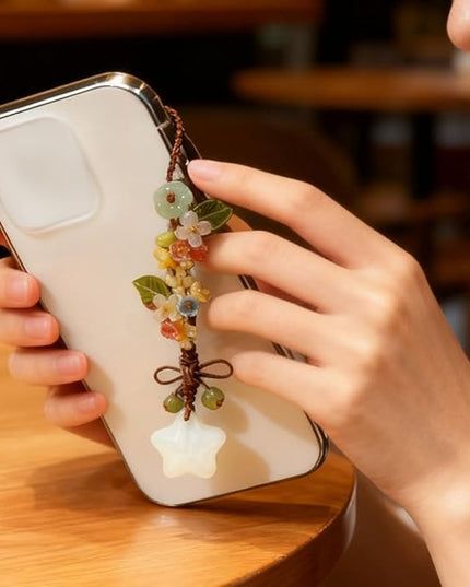 Ice-transparent Star Phone Charm Cute Bow Leaf Flower Phone Charms Strap Aesthetic Cellphone Keychain Camera Charm Strap Bag Hanging Pendant Decorations Handbag Charms Accessories Womens Keychain