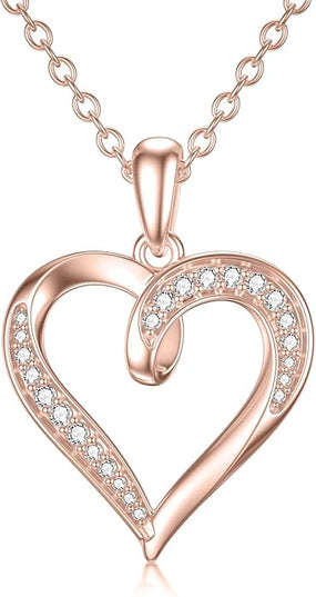 14k Solid Gold Heart Pendant with Moissanite Eternal Love Heart Necklace Jewelry Birthday Anniversary Mothers Day Gifts for Mom Her Wife