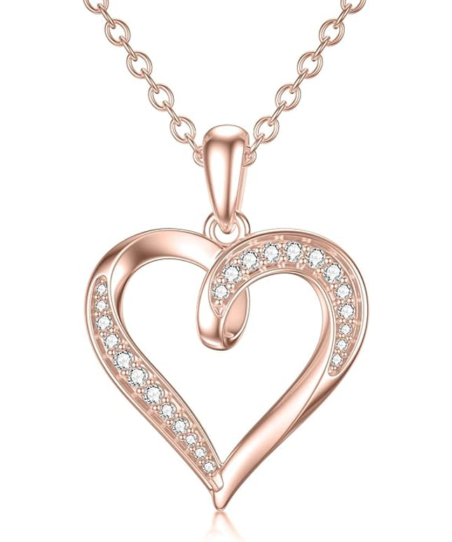14k Solid Gold Heart Pendant with Moissanite Eternal Love Heart Necklace Jewelry Birthday Anniversary Mothers Day Gifts for Mom Her Wife