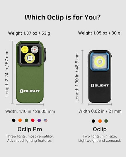 OLIGHT Oclip Pro EDC Flashlight Clip-on Light, Rechargeable 500 Lumens with Three Lighting Solutions Type-C Charging, Magnetic Flash Lights for Signaling, Cycling, Outdoor or Indoor Use(OD Green)