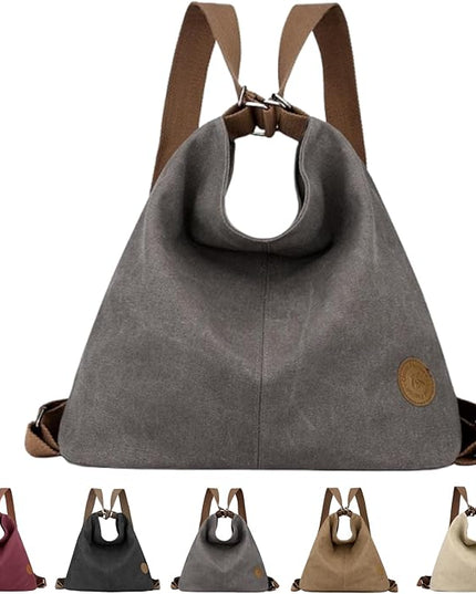 Multi Ways Convertible Canvas Shoulder Bag Tote Purse Backpack Crossbody Bags for Women Trendy Vintage Small Travel