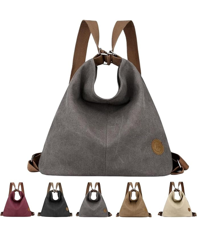 Multi Ways Convertible Canvas Shoulder Bag Tote Purse Backpack Crossbody Bags for Women Trendy Vintage Small Travel