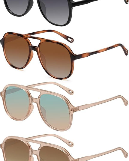 YDAOWKN Retro Square Aviator Sunglasses for Womens Mens Vintage 70s Double Bridge Sun Glasses