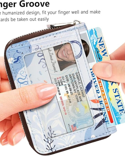 FurArt Zipper Wallet Women, RFID Blocking Credit Card Wallet, Business Card Holder, Compact Size KeyChain Wallet