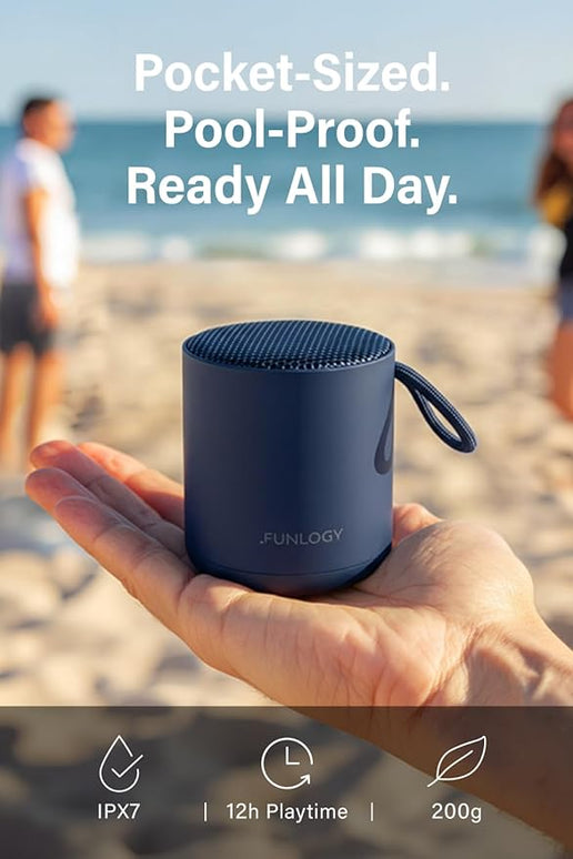 Portable Mini2 Bluetooth Speaker, Wireless Portable Speaker with Deep Bass, IPX7 Waterproof, TWS Stereo Pairing, Built-in Mic, Small Speaker for Shower, Outdoor, Travel, Blue