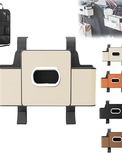 Car Organizers and Storage Box, Car Organizers and Storage Box Behind Set, 4 in 1 Multifunctional Cars Organizer and Storage Back Seat for Hold Phone, Drinks, Handbag, Universal Fit (White*1)
