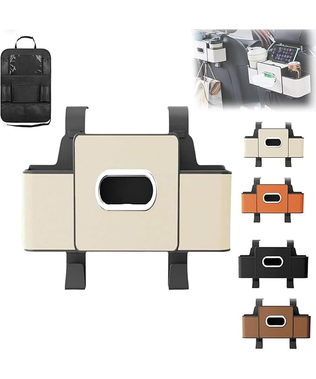 Car Organizers and Storage Box, Car Organizers and Storage Box Behind Set, 4 in 1 Multifunctional Cars Organizer and Storage Back Seat for Hold Phone, Drinks, Handbag, Universal Fit (White*1)