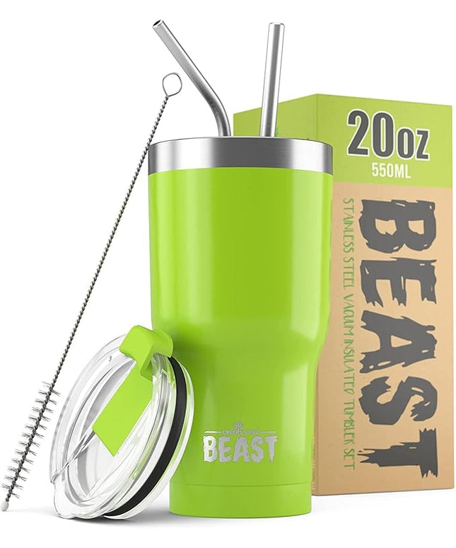 Beast 20 oz Tumbler Stainless Steel Vacuum Insulated Coffee Ice Cup Double Wall Travel Flask (Lemongrass Green)