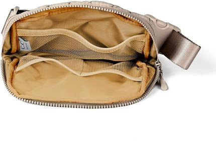 C.C Quilted Puffer Fanny Pack For Women Unisex - Daily Waist Crossbody Belt bag With Adjustable Strap (Taupe)