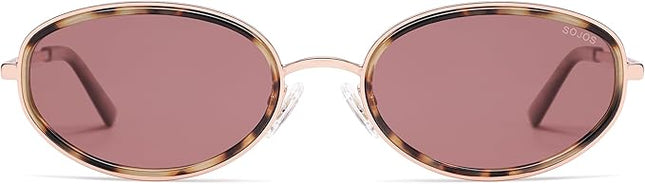 SOJOS Trendy Oval Polarized Sunglasses for Women Men, 80s 90s Chic Retro Vintage Sunnies SJ1248
