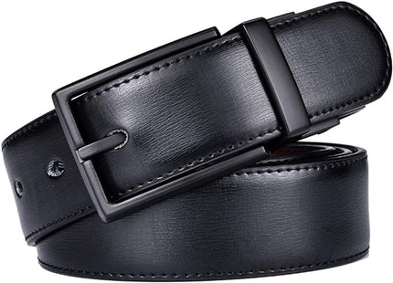 beltox fine Men's Dress Belt Leather Reversible 1.25" Wide Rotated Buckle Gift Box