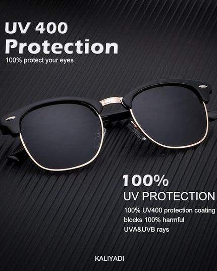 KALIYADI Polarized Sunglasses for Men and Women Semi-Rimless Frame Driving Sun glasses UV Blocking