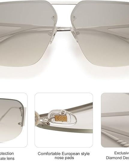 SOJOS Trendy Aviator Sunglasses Mens Womens Retro Metal Rimless Frame Shades Lentes De Sol Para Mujer SJ1192