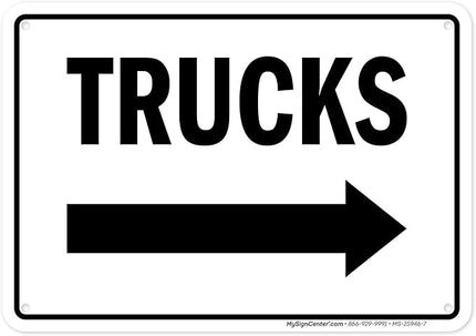 Trucks Right Sign, 10x7 Inches, 55 mil thick HDPS (high density polystyrene), Made in USA by My Sign Center