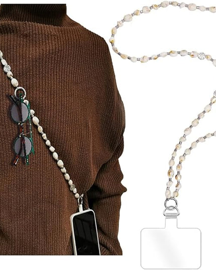 Phone Crossbody Strap, 2in1 Wrist Charm&Shoulder Lanyard,3Ways Usage free to Assembly and Disassembly Phone Strap with Tether Patches for Most Phones Bag Purse (L)