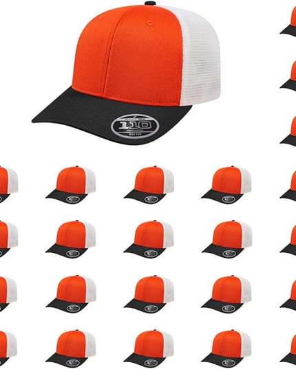 Cap America i8502 Flexfit 110 Premium Mid Profile 6-Panel Mesh Back Trucker Cap Hat w/UV Guard & Adjustable Snapback
