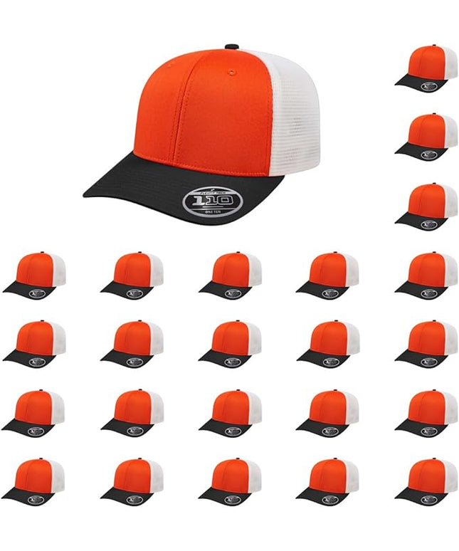 Cap America i8502 Flexfit 110 Premium Mid Profile 6-Panel Mesh Back Trucker Cap Hat w/UV Guard & Adjustable Snapback