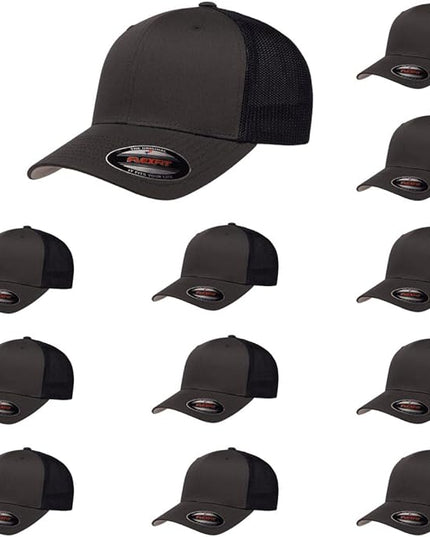Flexfit 6511 Fitted Mid-Profile Stretchable Mesh Panels Trucker Cap | Bulk Pack Available
