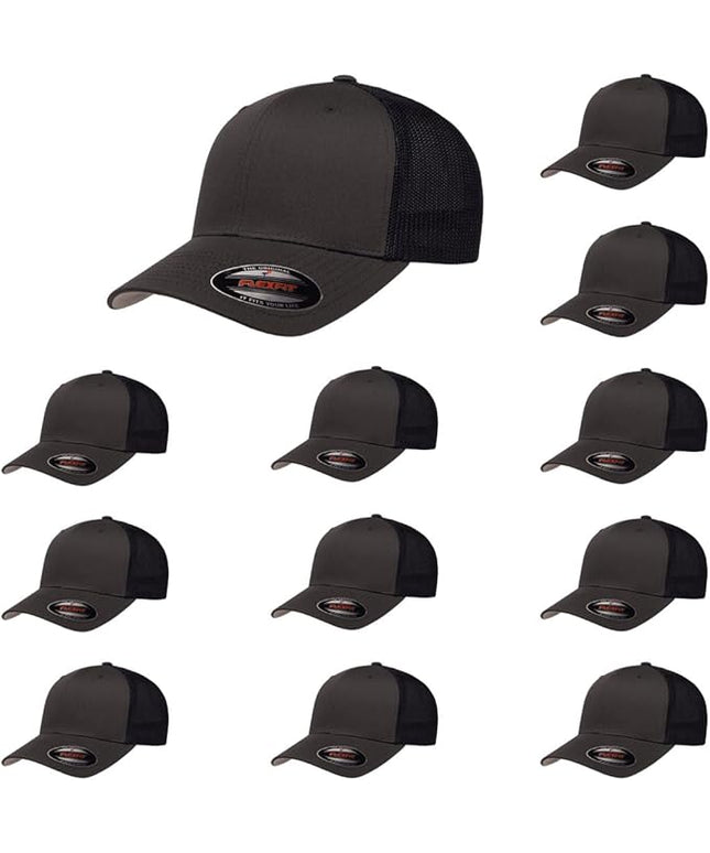 Flexfit 6511 Fitted Mid-Profile Stretchable Mesh Panels Trucker Cap | Bulk Pack Available