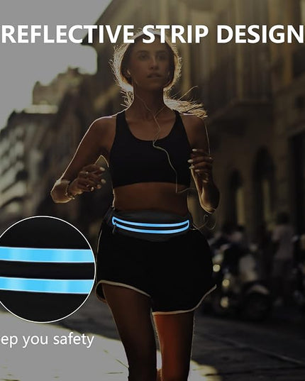 Running Belt Fanny Pack, Running Waist Pack for Women & Men USA Patented Hands-Free Reflective Runner Pouch Belt Fitness Workout Bag No-Bounce Adjustable Sport Travel Fanny Pack Cell