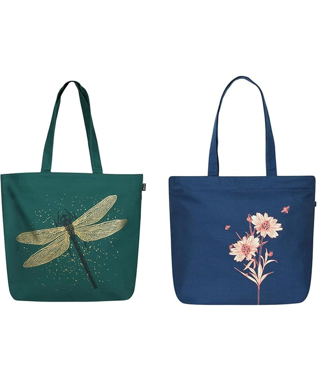 Ecoright Aesthetic Canvas Tote Bag for Women Large Zipper Tote Bags with Pocket, Womens Tote Bag for Yoga, Work, Beach