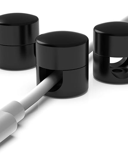 Cable Anchors for Desk Organization Black | Premium Aluminum Cord Organizers | Charger + Cable Management Clips for Home & Office | Stylish, Sturdy, & Functional | (3 Pack)