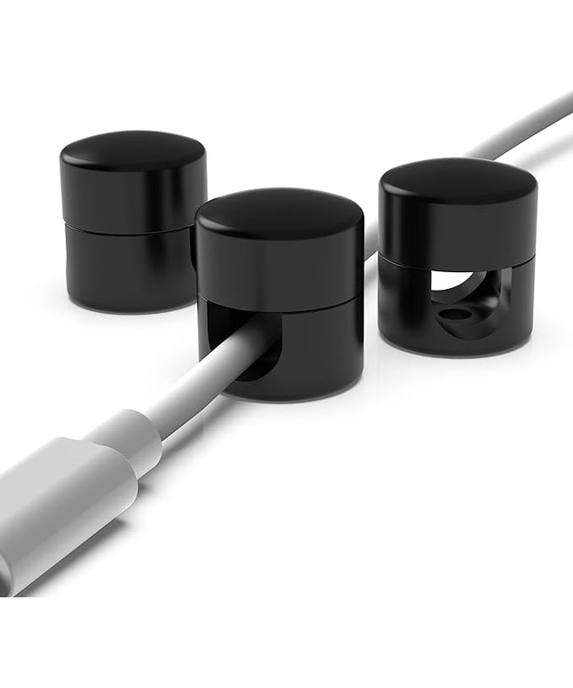 Cable Anchors for Desk Organization Black | Premium Aluminum Cord Organizers | Charger + Cable Management Clips for Home & Office | Stylish, Sturdy, & Functional | (3 Pack)