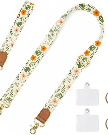 Phone Lanyard Crossbody Wrist Strap,Adjustable Vintage Botanical Cell Phone Lanyard for Phones, Car Keys, Wallet and ID Card – Universal Hands-Free Set