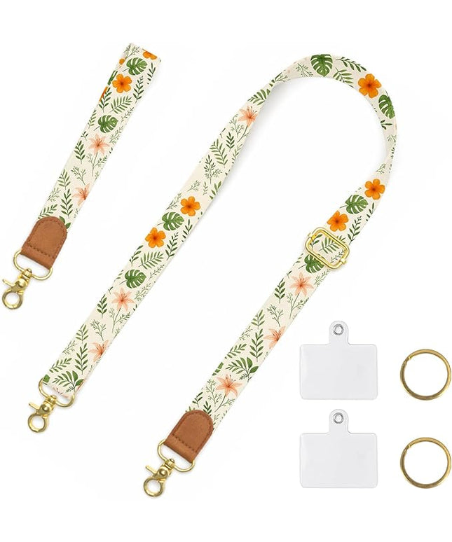 Phone Lanyard Crossbody Wrist Strap,Adjustable Vintage Botanical Cell Phone Lanyard for Phones, Car Keys, Wallet and ID Card – Universal Hands-Free Set