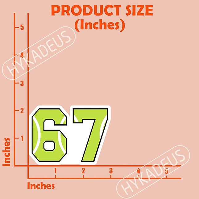 (3 Pcs) Tennis 67 Six Seven Funny Gen Alpha Meme Stickers – 67 Gifts for Coaches, Players, Waterproof Vinyl Decals for Water Bottle, Tumbler, Laptop, Phone Case, 3" x 2.1"
