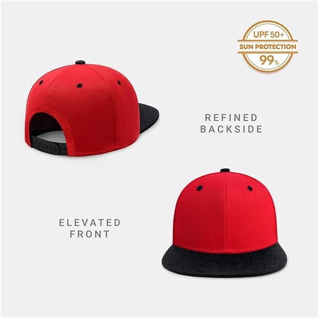 CHOK.LIDS Flat Bill Visor Classic Snapback Hat Blank Adjustable Brim High Top End Trendy Color Style Plain Tone Baseball Cap