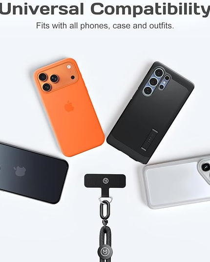 Phone Lanyard Crossbody with 2 Hanging Loops: Metal Buckle Adjustable Skin-Friendly Cell Phone Strap for iPhone Around,Hands-Free Universal Anti Theft Neck Lanyards For Outdoor Travel,Black